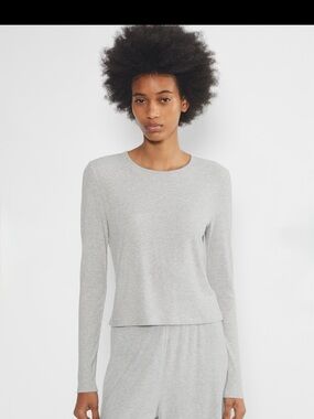 Aritzia Homestretch Rib Long Sleeve Heather Chrome S NWT Waist Length